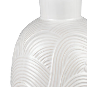 Atlas Flynn Vase - Small Glossy White Earthenware with Textured Waves for Elegant Home Décor and Gifts AC11318-01
