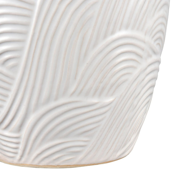 Atlas Flynn Vase - Small Glossy White Earthenware with Textured Waves for Elegant Home Décor and Gifts AC11318-01