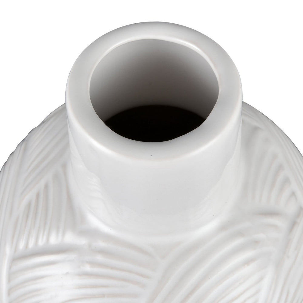 Atlas Flynn Vase - Large Earthenware Piece with Glossy White Finish & Textured Wave Design for Elegance AC11318-02