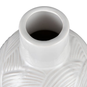Atlas Flynn Vase - Large Earthenware Piece with Glossy White Finish & Textured Wave Design for Elegance AC11318-02
