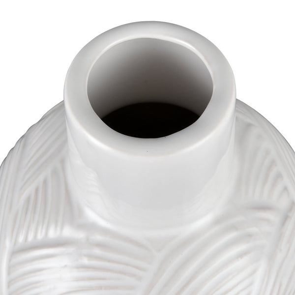 Atlas Flynn Vase - Large Earthenware Piece with Glossy White Finish & Textured Wave Design for Elegance AC11318-02