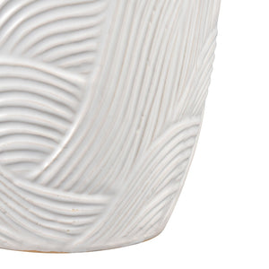 Atlas Flynn Vase - Large Earthenware Piece with Glossy White Finish & Textured Wave Design for Elegance AC11318-02