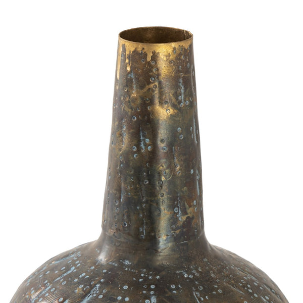 Atlas Fowler Vase - Sculptural Metal Décor for Elegant Centerpieces and Stylish Home Accents Large Patinated Brass AC11320-01
