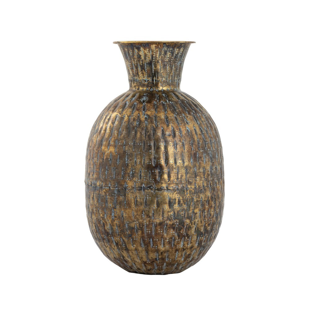 Atlas Fowler Vase - Sculptural Metal Décor for Elegant Centerpieces and Stylish Home Accents Round Patinated Brass AC11321-01