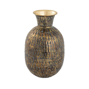 Atlas Fowler Vase - Sculptural Metal Décor for Elegant Centerpieces and Stylish Home Accents Round Patinated Brass AC11321-01