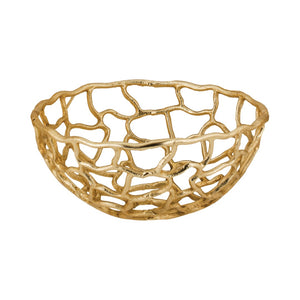 Atlas Free Form Bowl - Elegant Gold Metal Centerpiece for Modern Tabletop Decor and Sculptural Accent Small AC11323-01
