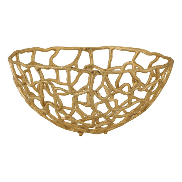 Atlas Free Form Bowl - Elegant Gold Metal Centerpiece for Modern Tabletop Decor and Sculptural Accent Medium AC11323-02