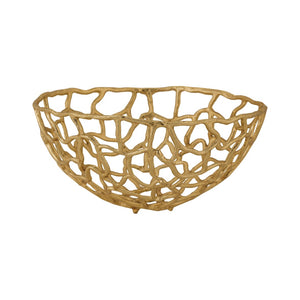 Atlas Free Form Bowl - Elegant Gold Metal Centerpiece for Modern Tabletop Decor and Sculptural Accent Medium AC11323-02