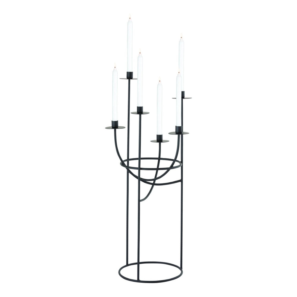 Atlas Friends Candleholder - Modern Matte Black Sculptural Design for Six Taper Candles, 30.5” Tall AC11324-01