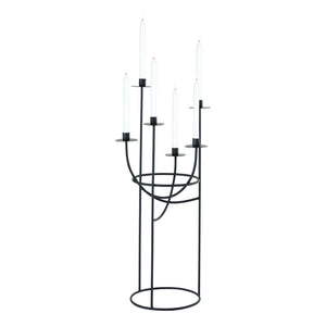 Atlas Friends Candleholder - Modern Matte Black Sculptural Design for Six Taper Candles, 30.5” Tall AC11324-01