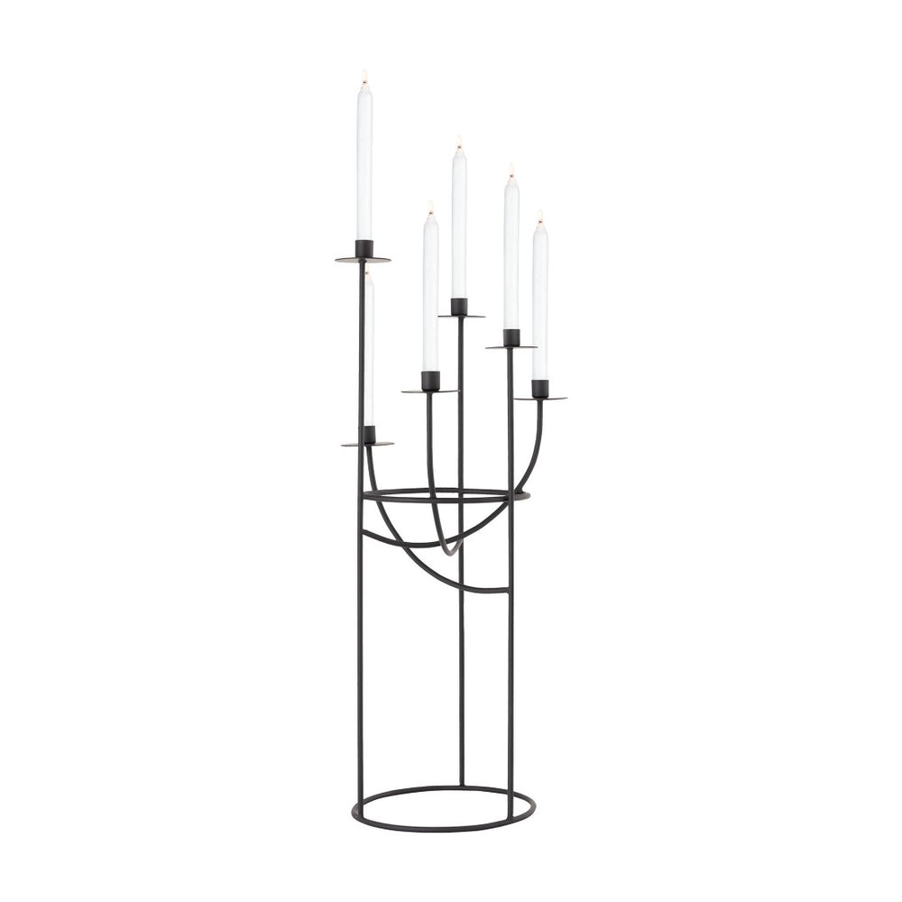 Atlas Friends Candleholder - Modern Matte Black Sculptural Design for Six Taper Candles, 30.5” Tall AC11324-01