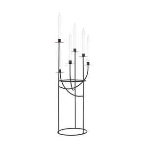 Atlas Friends Candleholder - Modern Matte Black Sculptural Design for Six Taper Candles, 30.5” Tall AC11324-01
