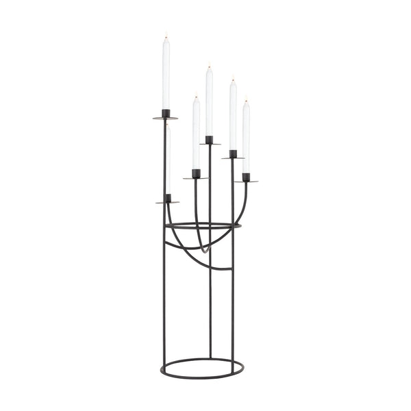 Atlas Friends Candleholder - Modern Matte Black Sculptural Design for Six Taper Candles, 30.5” Tall AC11324-01