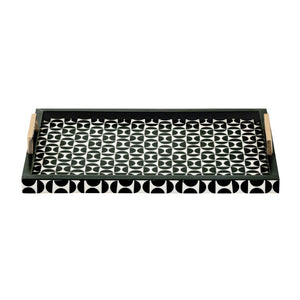 Atlas Futrelle Tray Set of 2 - Modern Dark Green Geometric Trays with Brass Handles for Stylish Organization AC11325-01S