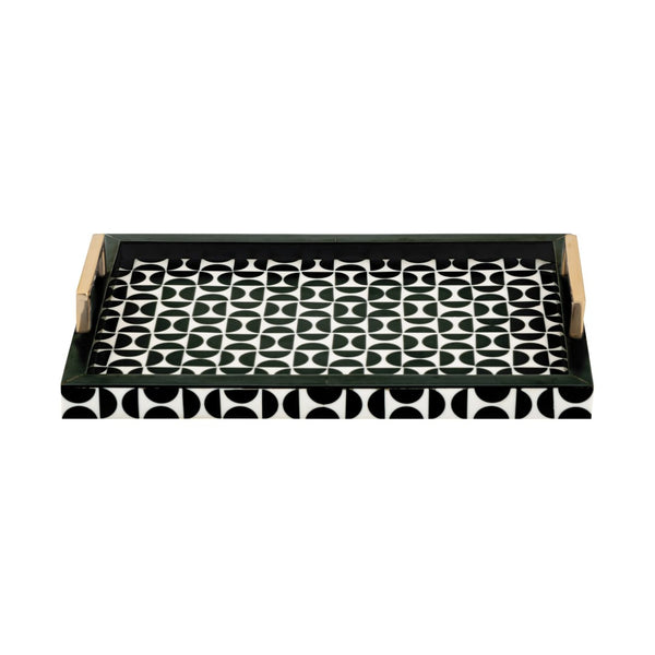 Atlas Futrelle Tray Set of 2 - Modern Dark Green Geometric Trays with Brass Handles for Stylish Organization AC11325-01S
