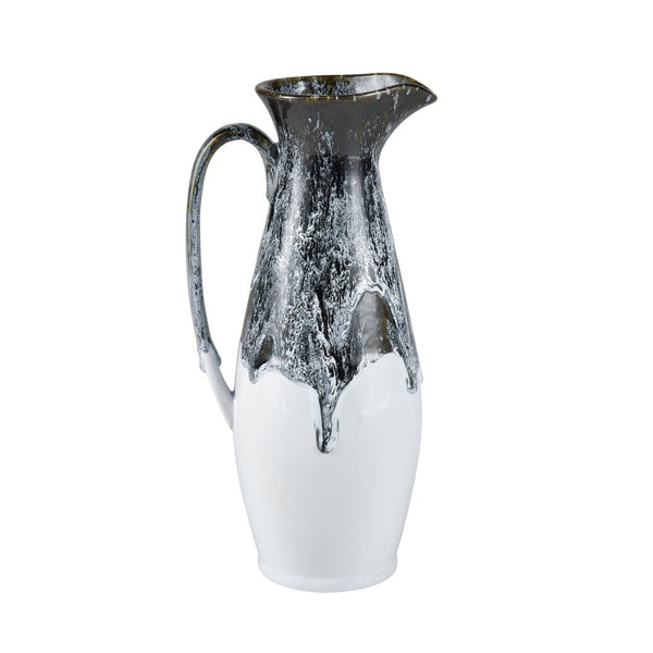 Atlas Gallemore Pitcher - Handcrafted Black & White Glazed Earthenware for Stylish Home Decor & Vases AC11328-01