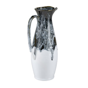 Atlas Gallemore Pitcher - Handcrafted Black & White Glazed Earthenware for Stylish Home Decor & Vases AC11328-01