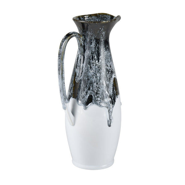 Atlas Gallemore Pitcher - Handcrafted Black & White Glazed Earthenware for Stylish Home Decor & Vases AC11328-01