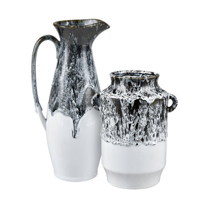 Atlas Gallemore Pitcher - Handcrafted Black & White Glazed Earthenware for Stylish Home Decor & Vases AC11328-01