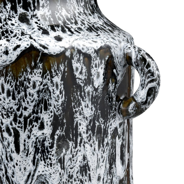 Atlas Gallemore Vase - Artisan Black and White Earthenware with Unique Drip Glaze for Elegant Decor AC11329-01