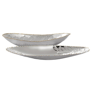 Atlas Garza Tray Set of 2 - Modern Metallic Decor with Silver Finish & Gold Rim for Stylish Home Accent AC11330-01S