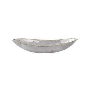Atlas Garza Tray Set of 2 - Modern Metallic Decor with Silver Finish & Gold Rim for Stylish Home Accent AC11330-01S