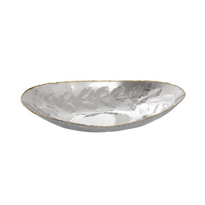 Atlas Garza Tray Set of 2 - Modern Metallic Decor with Silver Finish & Gold Rim for Stylish Home Accent AC11330-01S
