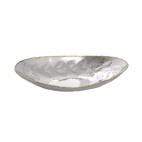 Atlas Garza Tray Set of 2 - Modern Metallic Decor with Silver Finish & Gold Rim for Stylish Home Accent AC11330-01S
