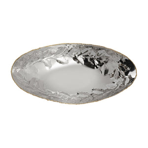 Atlas Garza Tray Set of 2 - Modern Metallic Decor with Silver Finish & Gold Rim for Stylish Home Accent AC11330-01S