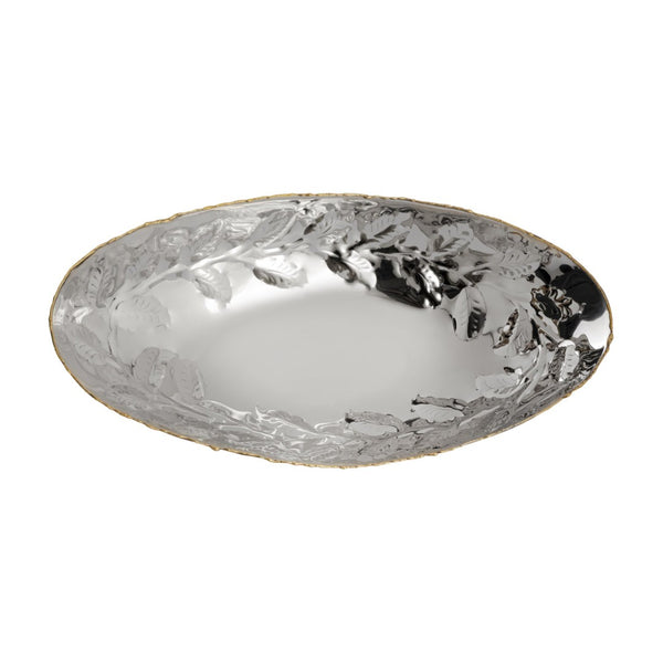 Atlas Garza Tray Set of 2 - Modern Metallic Decor with Silver Finish & Gold Rim for Stylish Home Accent AC11330-01S