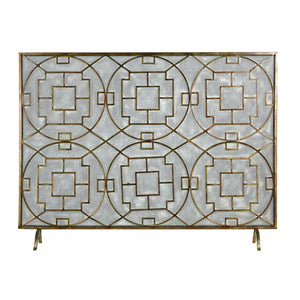 Atlas Geometric Firescreen - Artisan Hand-Painted Antique Bronze with Star-Panel Design & Ember Protection AC11331-01