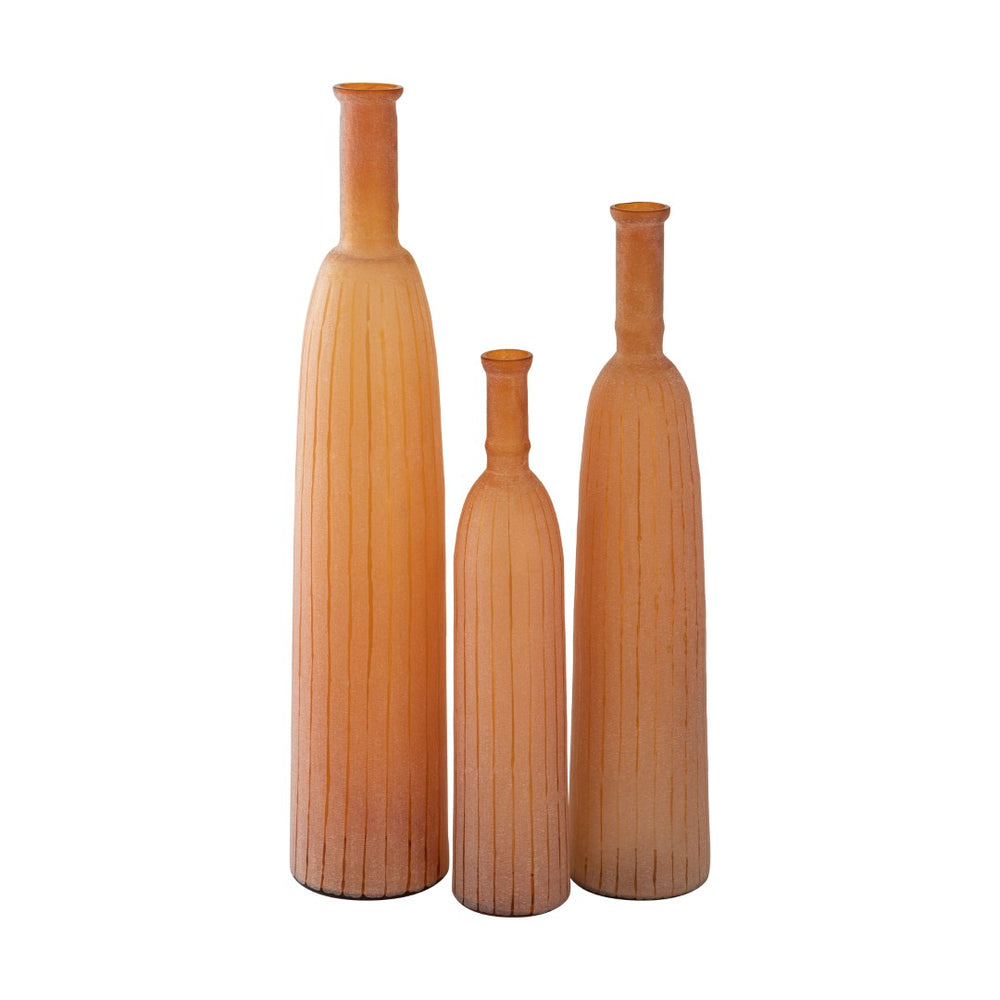 Atlas Georgia Vase Set of 3 - Elegant Tall Glass Vases with Pearlescent Peach Finish for Stunning Décor AC11332-01S