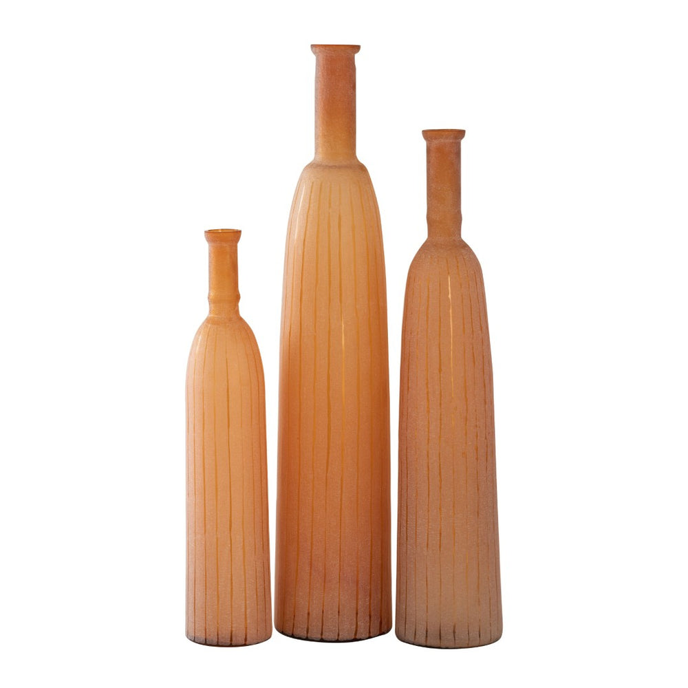 Atlas Georgia Vase Set of 3 - Elegant Tall Glass Vases with Pearlescent Peach Finish for Stunning Décor AC11332-01S