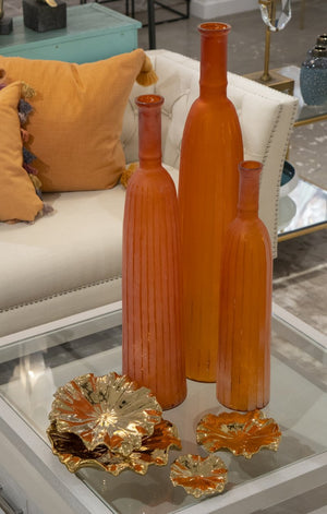 Atlas Georgia Vase Set of 3 - Elegant Tall Glass Vases with Pearlescent Peach Finish for Stunning Décor AC11332-01S