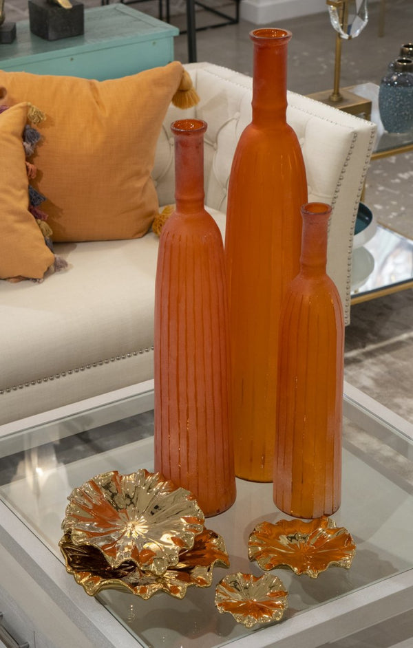 Atlas Georgia Vase Set of 3 - Elegant Tall Glass Vases with Pearlescent Peach Finish for Stunning Décor AC11332-01S
