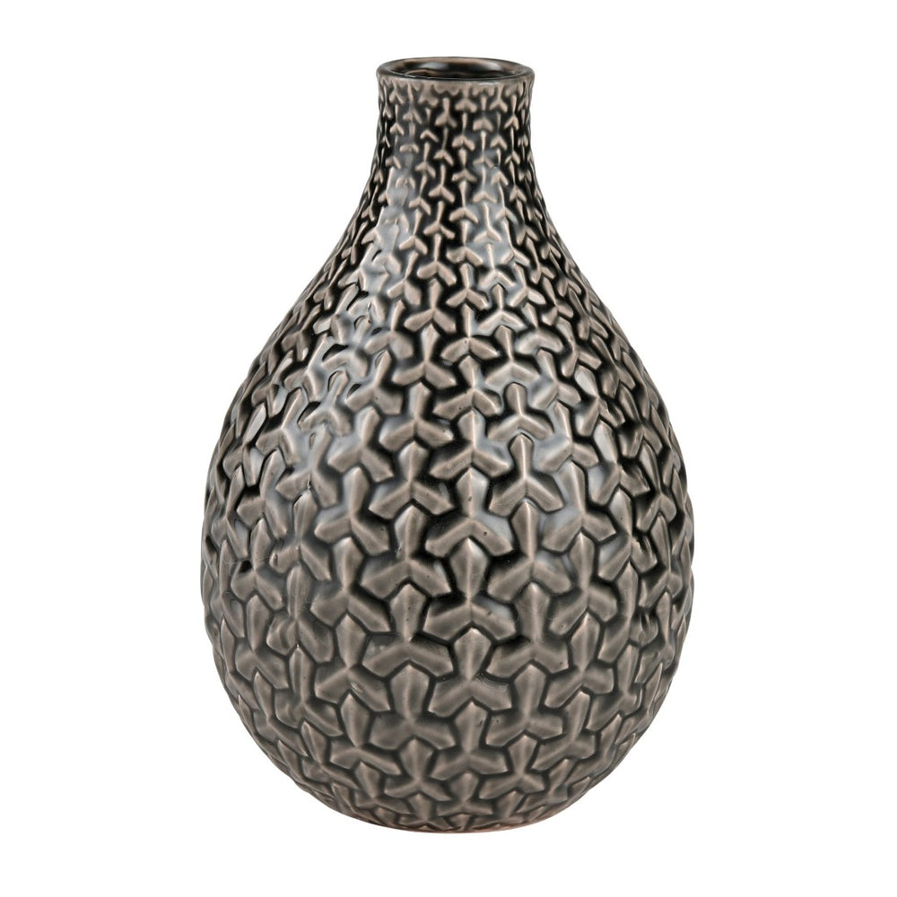 Atlas Gibbs Vase - Sculptural Ceramic Accent with Textured Gray Finish for Sophisticated Decor & Style Small AC11333-01