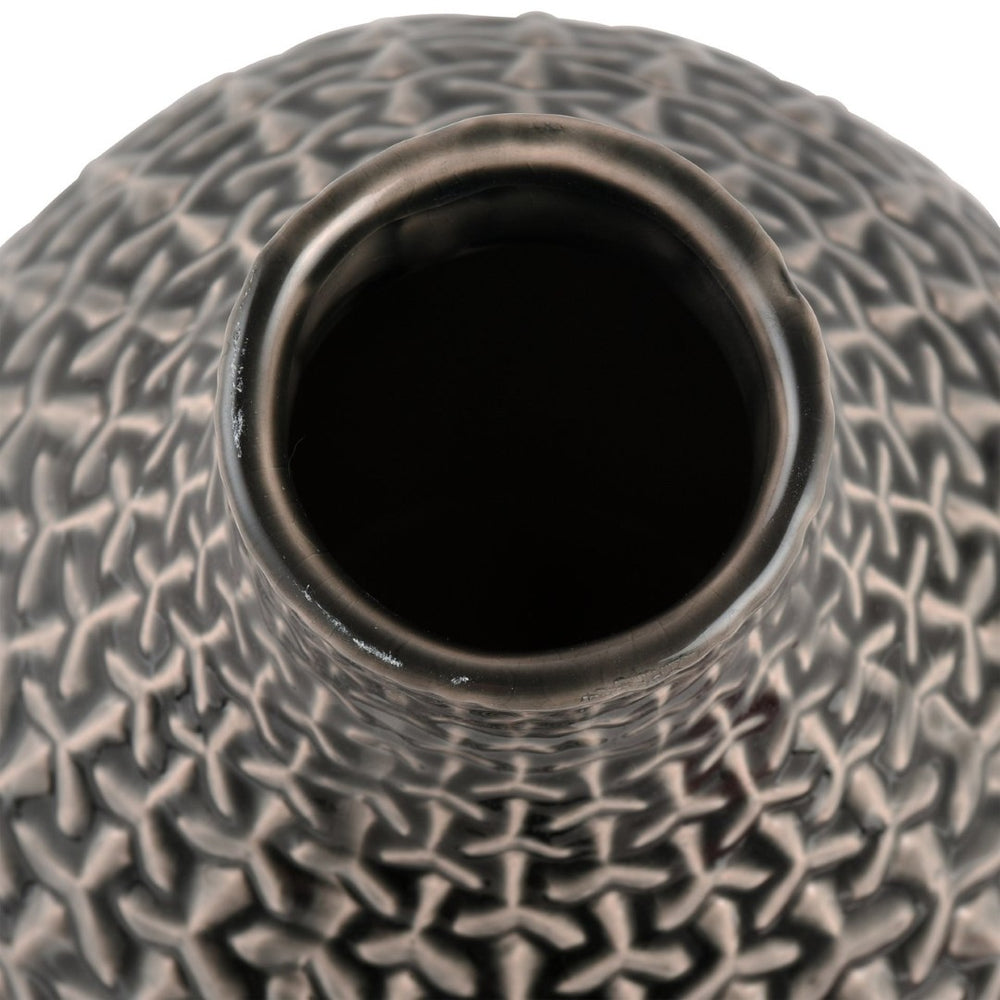 Atlas Gibbs Vase - Sculptural Ceramic Accent with Textured Gray Finish for Sophisticated Decor & Style Small AC11333-01