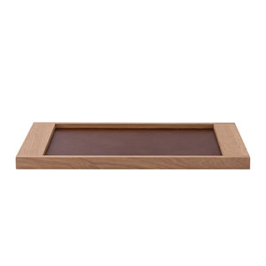Atlas Gilcrest Tray - Stylish Blonde Oak with Brown Leather Inset for Elegant Tabletop Display & Organization AC11334-01