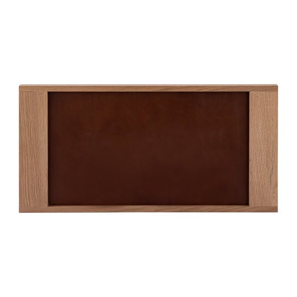 Atlas Gilcrest Tray - Stylish Blonde Oak with Brown Leather Inset for Elegant Tabletop Display & Organization AC11334-01