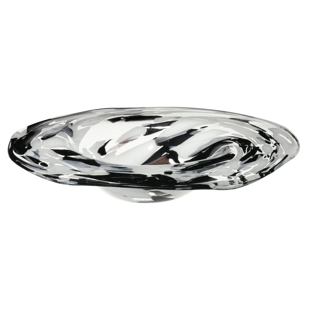 Atlas Gisli Bowl - Handcrafted Glass Decorative Accent in Black & White for Modern Home Elegance & Style AC11337-01
