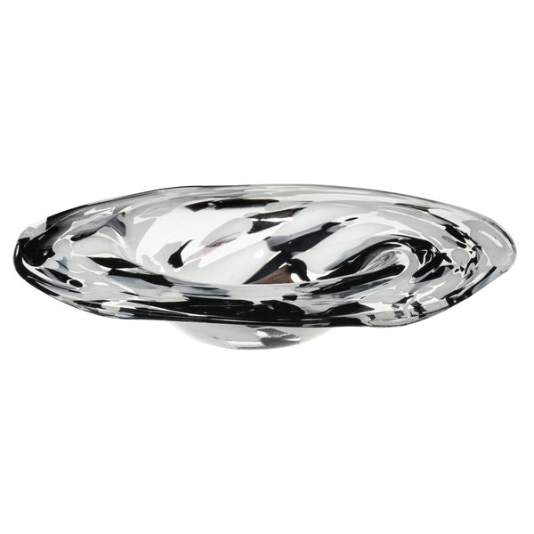 Atlas Gisli Bowl - Handcrafted Glass Decorative Accent in Black & White for Modern Home Elegance & Style AC11337-01