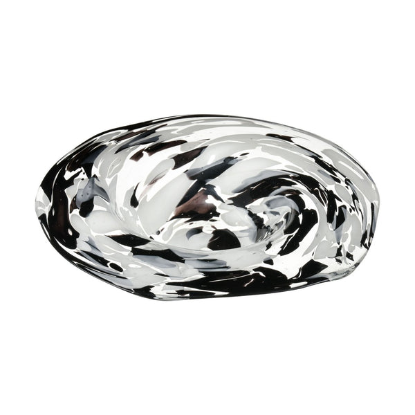Atlas Gisli Bowl - Handcrafted Glass Decorative Accent in Black & White for Modern Home Elegance & Style AC11337-01