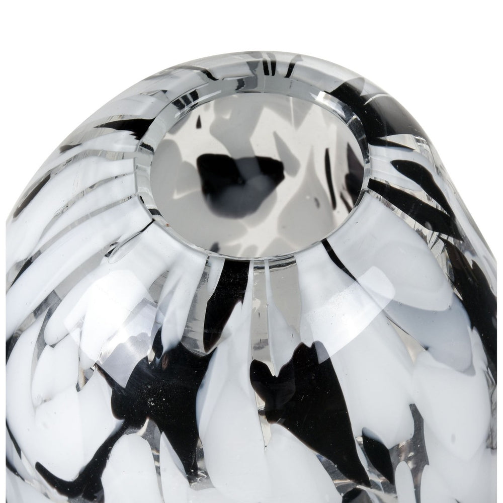 Atlas Gisli Small Vase - Sleek Sculptural Glass Decor in Black & White for Modern Home Accent Displays AC11338-01