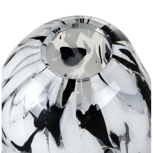 Atlas Gisli Small Vase - Sleek Sculptural Glass Decor in Black & White for Modern Home Accent Displays AC11338-01