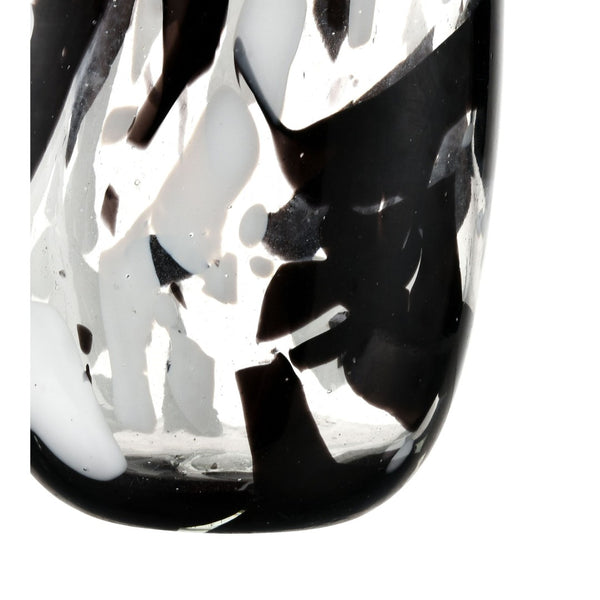 Atlas Gisli Small Vase - Sleek Sculptural Glass Decor in Black & White for Modern Home Accent Displays AC11338-01
