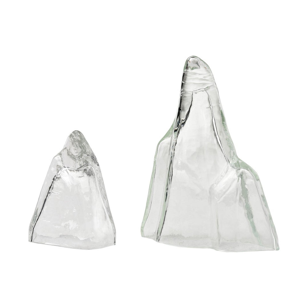 Atlas Glacier Decorative Objects - Set of 2 Clear Glass Mountain-Inspired Accents for Elegant Interiors AC11339-01S