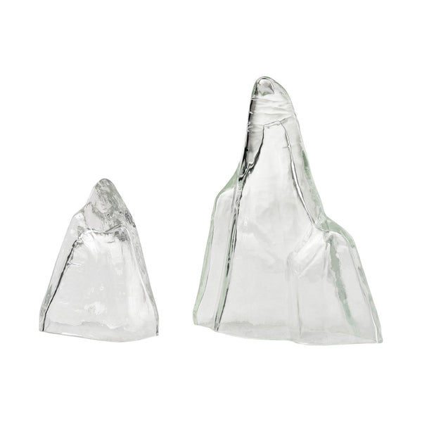 Atlas Glacier Decorative Objects - Set of 2 Clear Glass Mountain-Inspired Accents for Elegant Interiors AC11339-01S