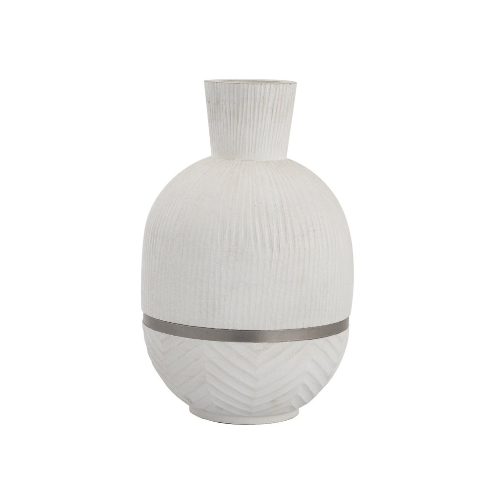 Atlas Glenn Vase - Hand-Finished Mango Wood Accent with Brushed Nickel Rim for Modern Home Decor Style AC11341-01
