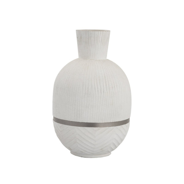 Atlas Glenn Vase - Hand-Finished Mango Wood Accent with Brushed Nickel Rim for Modern Home Decor Style AC11341-01