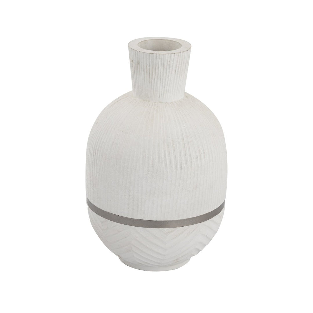 Atlas Glenn Vase - Hand-Finished Mango Wood Accent with Brushed Nickel Rim for Modern Home Decor Style AC11341-01